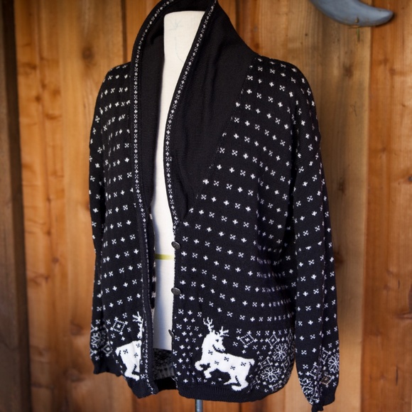 Vintage Pendleton 100% Virgin Wool Reindeer Snowflake Cardigan Sweater Woman's L - Picture 11 of 17